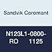 Sandvik Coromant, N123L1-0800-RO 1125, CoroCut 1-2 Insert for Profiling, Carbide, Neutral Cut, 1125 Grade, (Ti,Al) N (Pack of 10)