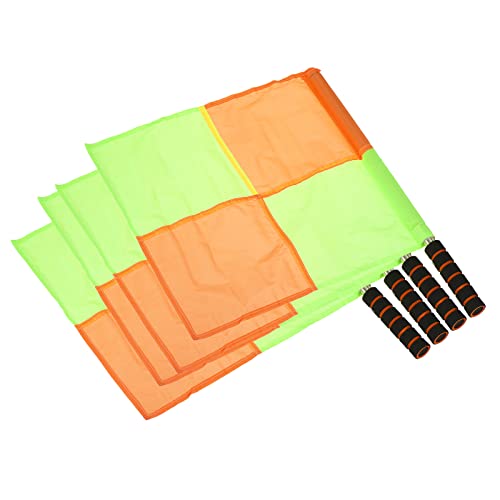 PATIKIL Schiedsrichter Fahne 4Pack Schiedsrichter Flagge Linienrichter Fahne mit Edelstahl Pol Schwamm Handgriff für Fußball Sport Leichtathletik mit Bordüre