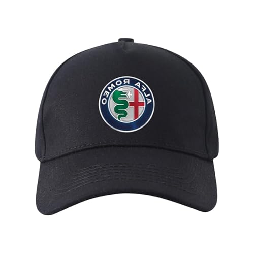 YFFTHREE Car Logo Baseball Cap for Alfa Romeo Stelvio 2017-2024,Sun Visor Hat Adjustable Sport Hat Unisex Travel Hat Racing Cap Adjustable One Size Fits Most Racer Cap Team Cap Cotton,Black