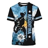 Gukefun Argentina Jersey Soccer T-Shirt Camiseta Argentina Short Sleeve Breathable Fan Tee for Men Women