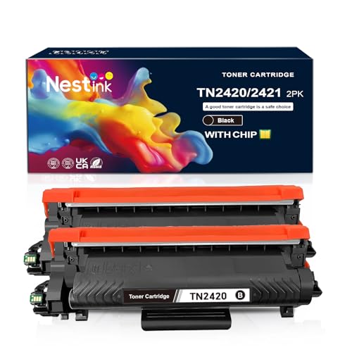 Nestink TN2420 Tonr Cartridegs (3000 pages) TN-2420 Compatible with Brother TN2420 Toner Cartridge for Brother DCP-L2510D HL-L2350DW MFC-L2710DW DCP-L2530DW DCP-L2537DW DCP-L2550DN MFC-L2710DN(2 Pack