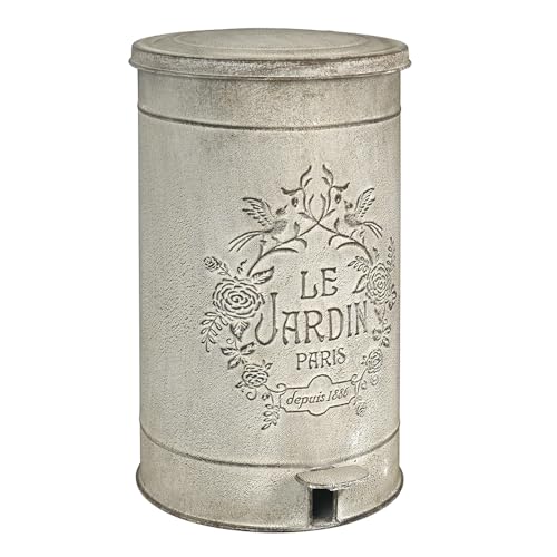 Image of Retro Outdoor Trash Can with Lid 17L /4.5 Gallon Waste Container with Pedal Garbage Poop Bin Kitchen Waste Bins Touchless Bathroom Garbage Can Room Park Garden Decor