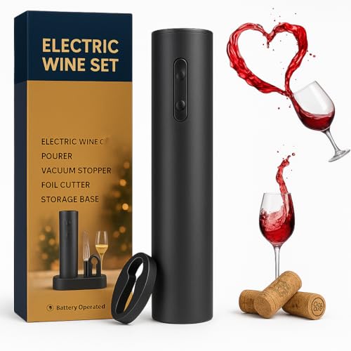 Sacacorchos eléctrico recargable. Abrebotellas con cortador de papel de aluminio y sellador al vacío. Elegante, Compacto y práctico para bares, restaurantes y uso en casa
