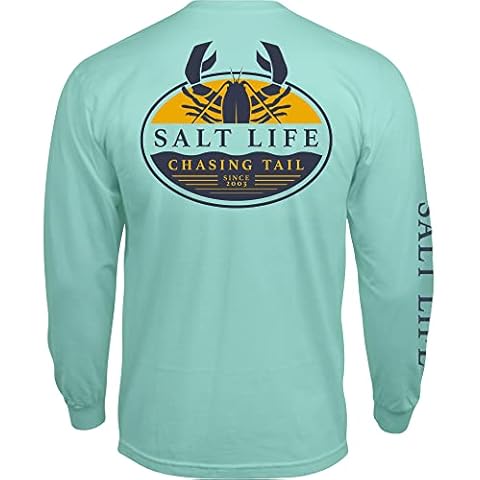 Salt Life Men's Lobster Tailin Long Sleeve Comfort Fit Tee Shirt T, Aruba Blue, Medium Cover