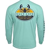 Salt Life Lobster Tailin Long Sleeve Classic Fit Shirt, Aruba Blue, Large