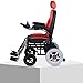 WZB Carrozzina elettrica con Schienale Ribaltabile - Pieghevole Ultra Portatile per disabili Disabili, Poggiagambe Rialzate per Un Comfort Extra, Rosso