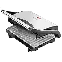 Cecotec Rock’n Grill Elektrogrill mit Grill, 700 W, Oberfläche 23 x 14,5 cm, Antihaftbeschichtung, PTFE-frei, PFOA-frei, schwimmende Platte, Kaltgriff, Leuchtanzeige, vertikale Lagerung