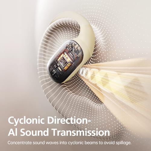 Image of Open Ear Headphones with 35 Hours Playtime, True Wireless Air Conduction Earbuds Featuring Ear Hooks, Bluetooth 5.3, IPX6 Waterproof Design, Comfortable and Secure Fit for Sports - Beige