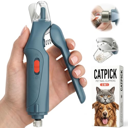 Image of CATPICK 2-in-1 Cat Nail Clippers & Dog Nail Clippers Trimmers for Large Medium Small Dogs Cats Claw Trimmer Quick Sensor and Safety Guard USB Rechargeable with 2 LED Lights Dogs Nail Trimmer