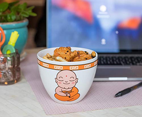 Toynk Hungry Buddha Nom Nom Nom Japanese Ceramic Dinner Set | 16-Ounce Ramen Bowl And Chopsticks Set #TOP5