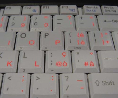 Italian Keyboard Sticker with RED Lettering ON Transparent Background for Desktop, Laptop and Notebook image 5