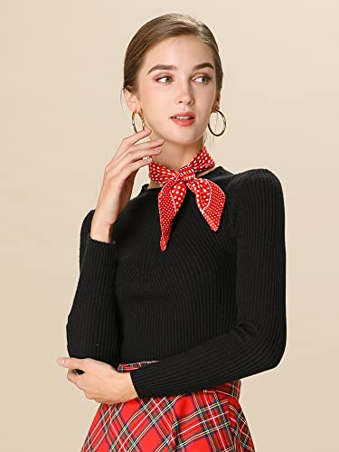 Allegra K 2Pcs 50cm Women Satin Printed Square Kerchief Hair Wrap Neck Scarf 50 * 50cm/19.69 * 19.69"(L*W) Red Dots&Red4