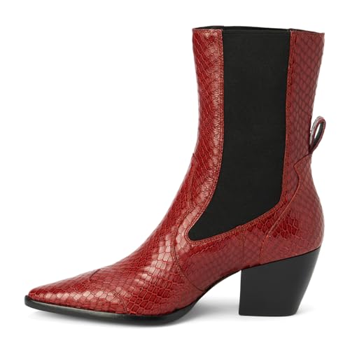 Matisse Womens Keith Metallic Pointed Toe Chelsea Casual Boots Ankle Mid Heel 2-3" - Red3