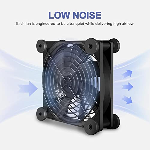 Image of iPower Quiet Cooling Fan 120mm USB Case Fan with Speed Controller for Receiver DVR /PlayStation /Xbox /Computer Cabinet Cooling, 2 Pack Black