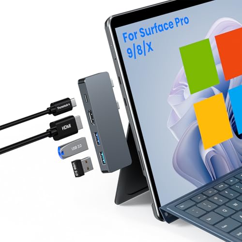 Microsoft Surface Thunderbolt 4 Dock Dual Display (4K HDMI+8K@30Hz Video+40Gbps Daten+100W PD), Aluminium Surface Pro Docking Station für Surface Pro 9/8/X,USB C Microsoft 40Gbps Hub Dock HDMI Adapter