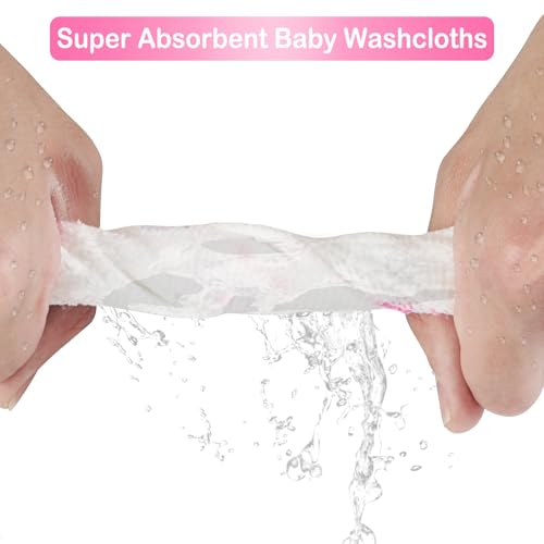 Image of Viviland Baby Washcloths 24 Pack, Toddler Wash Cloths for Bath, Super Soft & Absorbent Bath Towel for Newborn and Infants, Baby Towels Care for Baby's Sensitive Skin