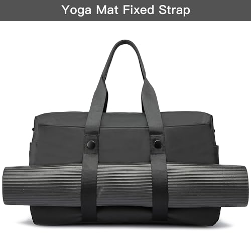 Leather Duffle Bag for Men, Weekender Overnight Bag for Women Carry On Travel duffel with Laptop Compartment & Wet Pocket Small Gym Tote for Sports, Business Trips, Traveling, PU Black, 30L2