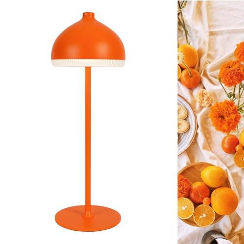 LuminexDesigns LED Tischlampe Kabellos mit Akku,Dimmbar Touch Tischleuchte,IP54 Spritzwassergeschützt,Vintage Nachttischlampe für Wohnzimmer Balkon Terrasse Sunset Orange