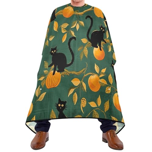 Kigai Black Cats Hair Cutting Cape for Men & Women Waterproof Barber Cape Professional Hairdressing Salon Styling Apron with Adjustable Closure Snap