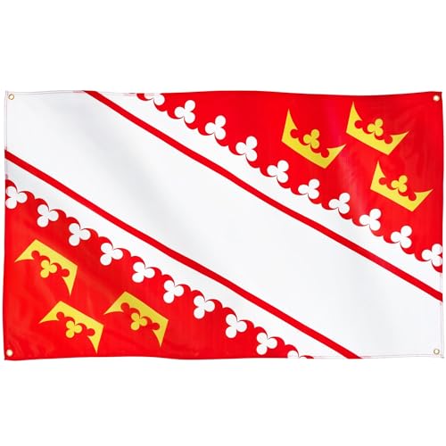 Runesol Drapeau Alsace, 91x152cm, 3ft x 5ft, 4 œillets, œillet dans chaque coin, Grand Est, alsacien, drapeaux de qualité supérieure, intérieur, extérieur,...