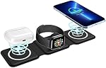Plus récent 3 en 1 Chargeur sans fil pliable pour iPhone,Plaque de charge magnétique sans fil rapide, compatible avec iPhone 14/13/12/SE/11/XR,Samsung Galaxy, Montre Apple,AirPods Pro,Adaptateur de port de type C non inclus