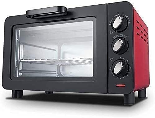 Horno Tostador Eléctrico, Mini horno cocina y parrilla, mini horno eléctrico negro con temporizador pequeño horno eléctrico for hornear en el hogar horno pequeño horno eléctrico de 15 litros(Red)
