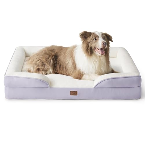 Image of Bedsure L Plus Orthopedic Dog Bed for Large Dogs - Washable Dog Cat Bed Waterproof, L Plus Big Comfort Dogs Couch Sofa with Washable Removable Cover, Pet Bed with Nonskid Bottom, Lavender, 38 inch