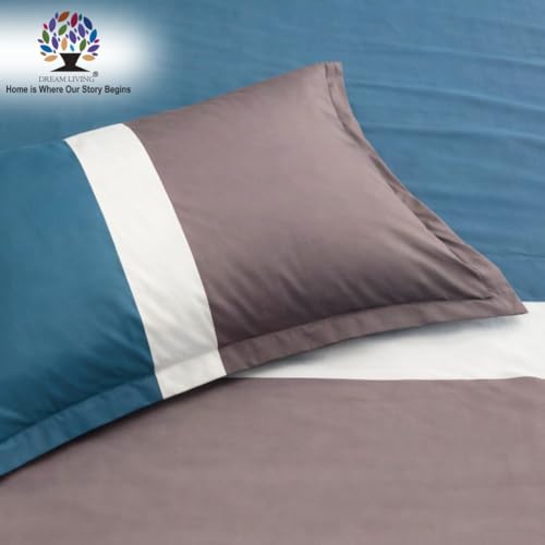 Image of Dream Living Ombre King Bedsheet with 2 Pillow Covers, Beige & Blue | 130 GSM, 275x275 cm