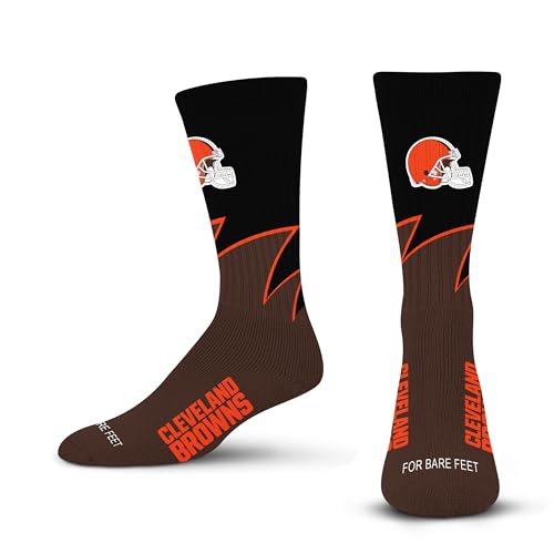 For Bare Feet NFL CLEVELAND BROWNS Black Wave Crew Sock Team Color YOUTH