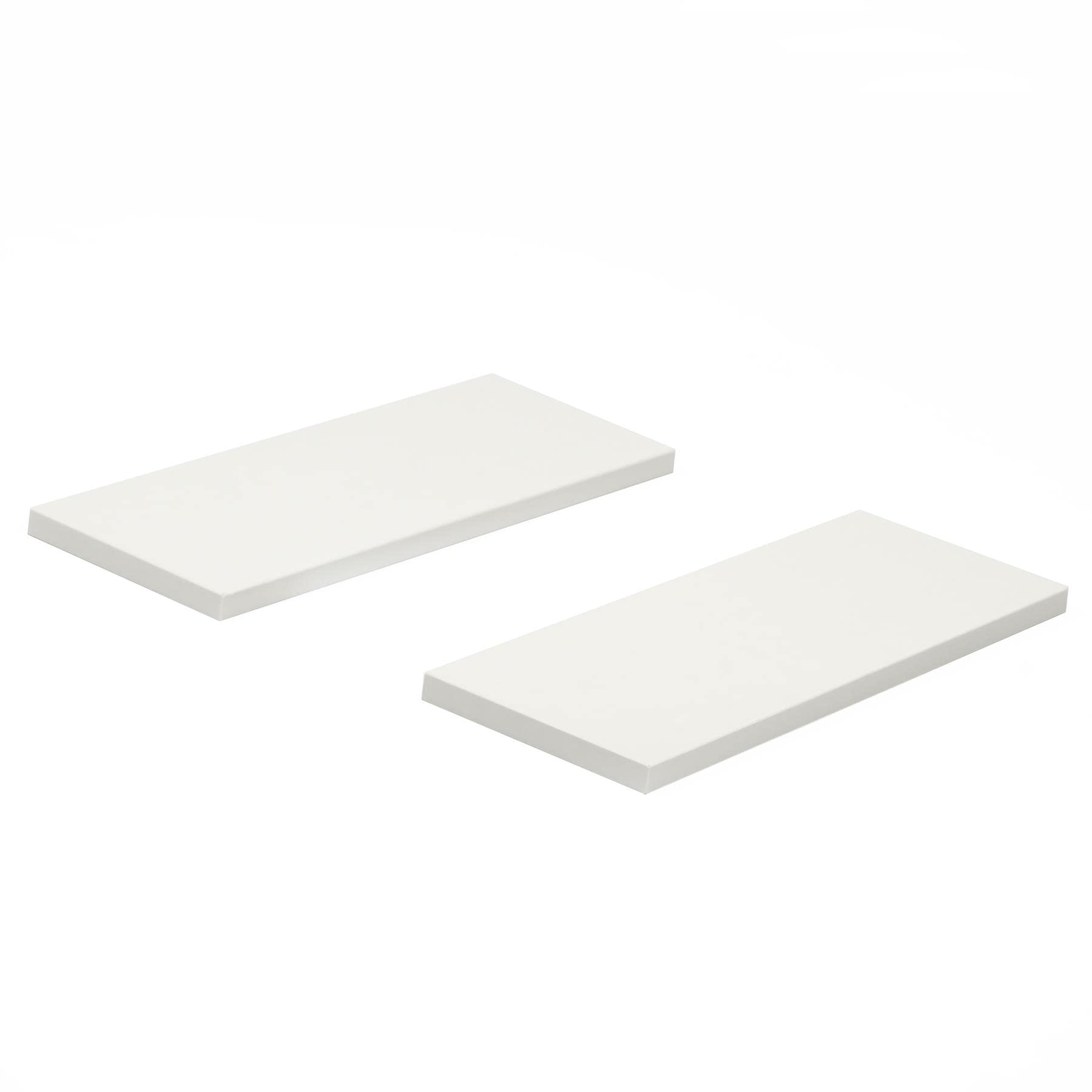 OHS Set of 2 Floating Wall Shelves Home Decorative Mounted 40cm Modern Invisible Brackets Display Unit Shelf Storage, Medium - White
