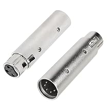 MEIRIYFA XLR 3 Pin Female to XLR 5 Pin Male Adapter Connector Gender Changer,Anodized Aluminum Adapter with Lock Release ButtonSliver-1PCS