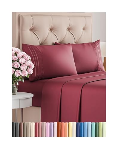 Queen Size 4 Piece Sheet Set - Comfy Breathable & Cooling Bed She...