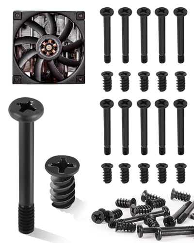 JUKOTA 40 Piezas Tornillos de Caja PC Cabeza Plana Tornillos de Ventilador PC Tornillos de Ventilador de Caja de Computadora de Acero al Carbono Tornillos Ventilador para Placa Base Ventilador Caja