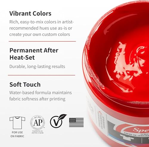 Speedball Fabric Screen Printing Ink Starter Set for T-Shirt and Silkscreen Prints 6-Colors 4 Fl Oz