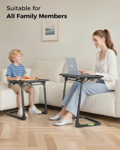 Image of SAIJI Easy Folding TV Tray Table with Led Lamp, Foldable TV Dinner Tray | No Assembly Required Height & Tilt Adjustable Sturdy TV Tables for Eating, Working on Couch & Bed, Living Room Laptop Desk