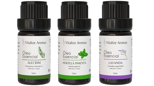 Kit Óleos Essenciais Lavanda, Hortelã Pimenta e Alecrim - Vitalize Aromas