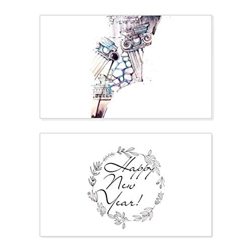 Tarjeta de Año Nuevo con diseño de arquitectura barroca pintada en acuarela elegante 1