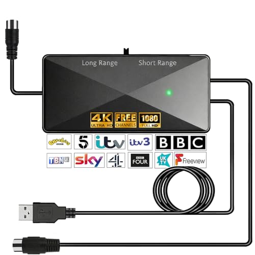 CSUXYD Tv Signal Booster Aerial Amplifier High Gain Indoor TV Aerial Booster USB Power Adjustable Reception Range Tvs Antenna Booster Amplifier (Black-316)
