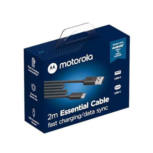 Image of Motorola, Data Cable 2 Meters USB-A - USB-C, Black