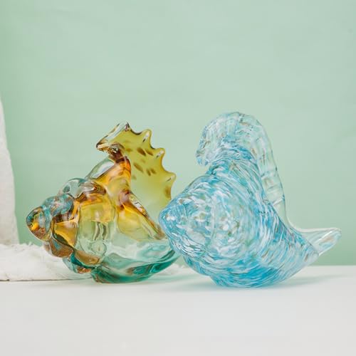 Estatua de caracola de vidrio decorativa para hogar miniatura 5