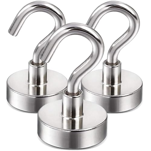 Image of KESI Magnetic Towel Holder Fridge Hooks | 25LBS | Strong Neodymium Magnets Ceiling-Hooks | Hooks for Hanging Plants, Refrigerator, Camping, Grill & Classroom | Pack of 3