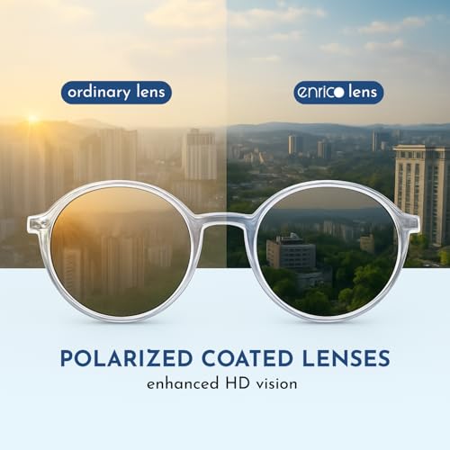 Image of ENRICO Classic Round Polarized Glasses for Men & Women | Full Rim Round Stylish Polarised Sunglasses Man & Women |100% UV Protected