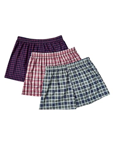 SweatyRocks Men's 3 Pack Plaid Pajama Shorts Elastic Waist Lounge Shorts Sleepwear