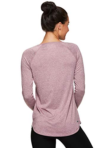 RBX Active Women's Super Soft Long Sleeve Raglan Scoop Neck Workout Running Tee F-19 Pink M