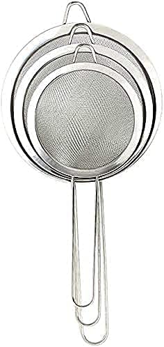 SOLDOUT 3 PCS Stainless Steel Strainer Set Fine Kitchen Sieves Mesh Strainers (Pack of 3)