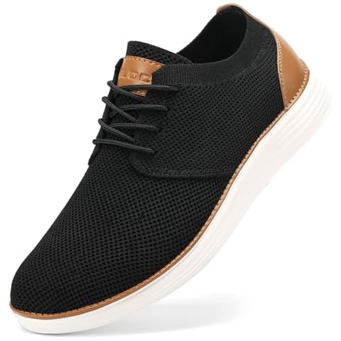 VILOCY Men's Fashion Dress Sneakers Casual Walking Shoes Business Oxfords Comfortable Breathable Lightweight Tennis Zapatos para Hombre Black,US10 EU43 Cover