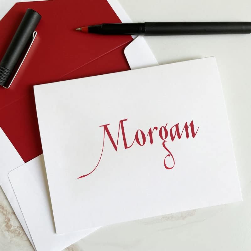 Personalized Cheerful Raised Ink Fold Notes with Matching Envelopes | 4" x 5" | Double-Thick 110 lb Cardstock | Raised Ink Thermography Personalization | Set of 25 | Made in USA