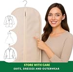 24x62 Cotton Garment Bag for Hanging Clothes, Garment Cover for Dust Free Storage