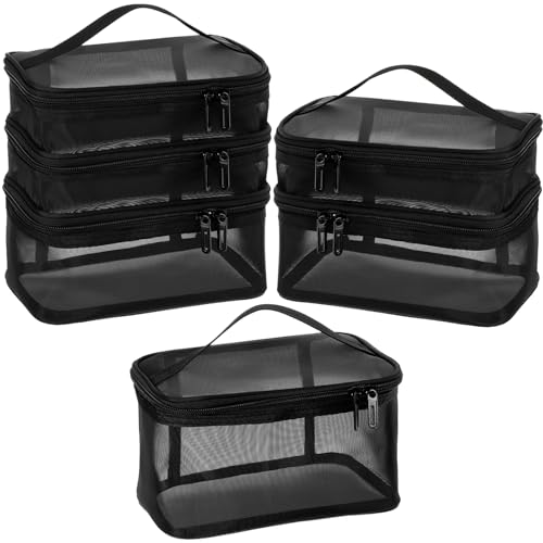 Tosnail Set of 3 Mesh Zipper Bag with Handle, Black Mesh Pouch by Tosnail - Used condition - US$14.64