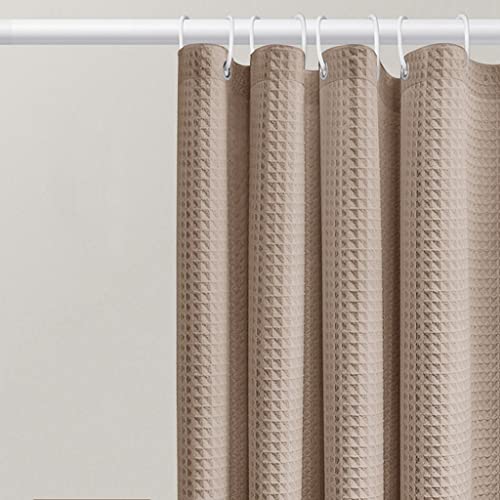 MAKEJ Thickened Bathroom Shower Curtain Perforation-free Waterproof Solid Color Fabric Curtain(white-Starlight10,120 cm*200 cm)